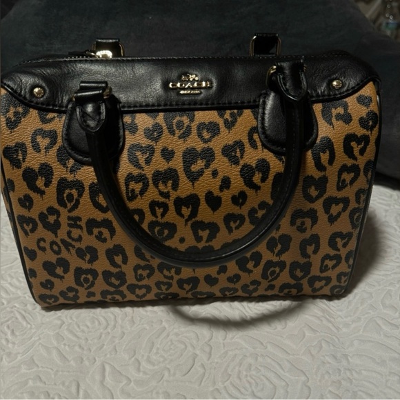 Coach Black and Tan Leopard Print Women's Bag - Picture 1 of 3